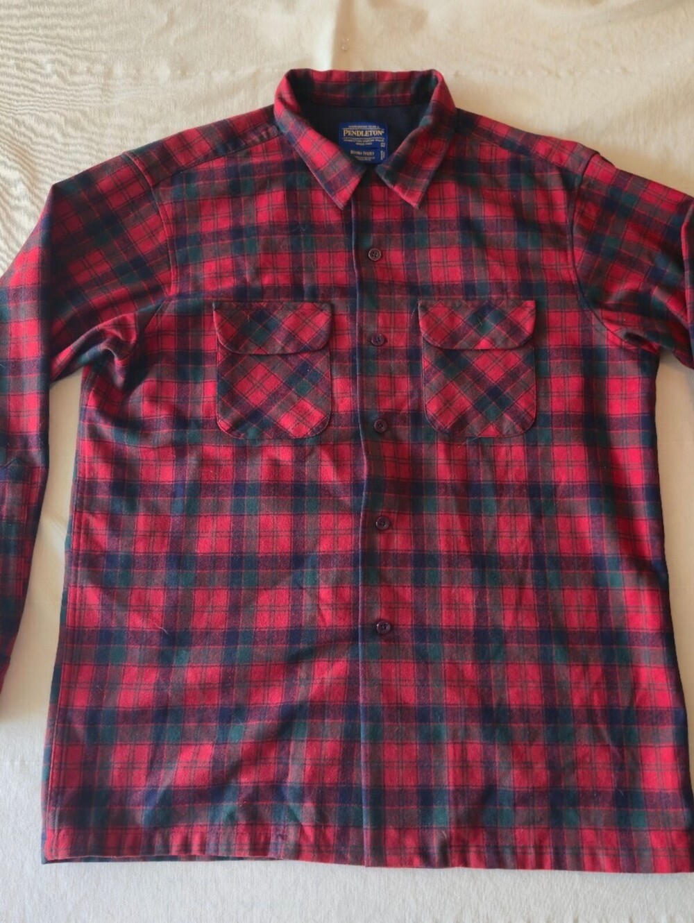 Pendleton Authentic Robertson Tartan Wool Board Shirt Large Red Green Plaid